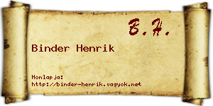 Binder Henrik névjegykártya